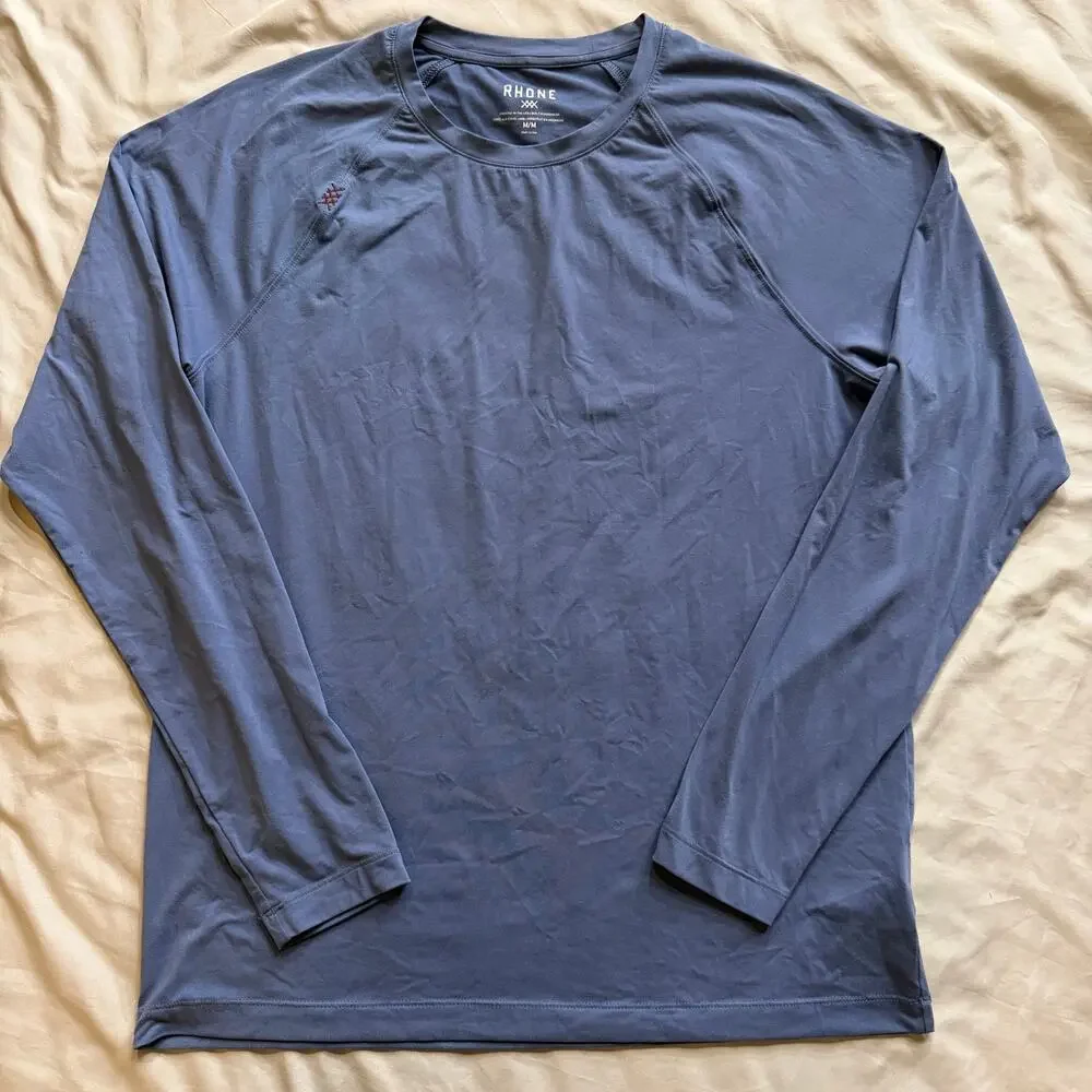 Rhone Men’s Long Sleeve Performance Shirt Blue Athletic Training Top Size M - Picture 2 of 9